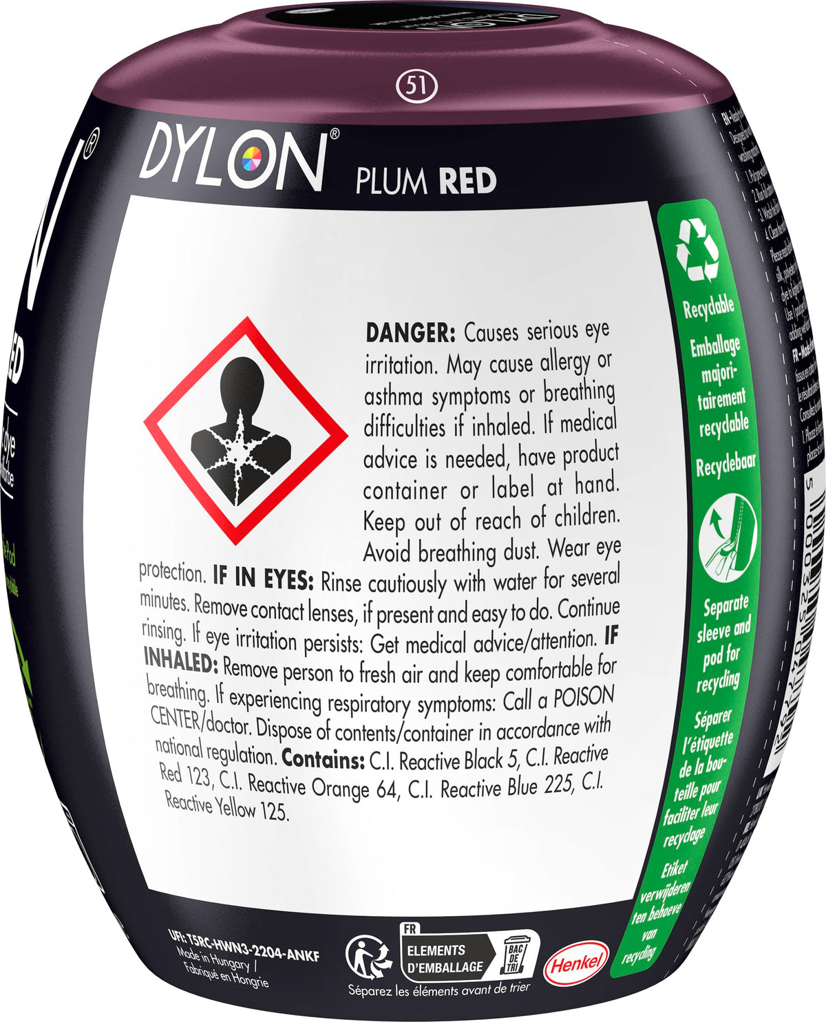 DYLON Washing Machine Fabric Dye Pod, Intense Black, 350g