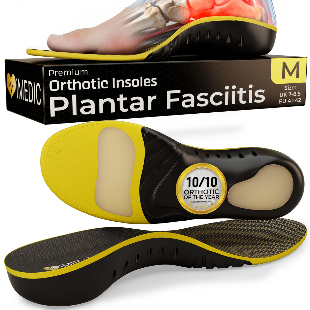 iMedic Orthotic Insoles for Plantar Fasciitis, Size L UK 9-10