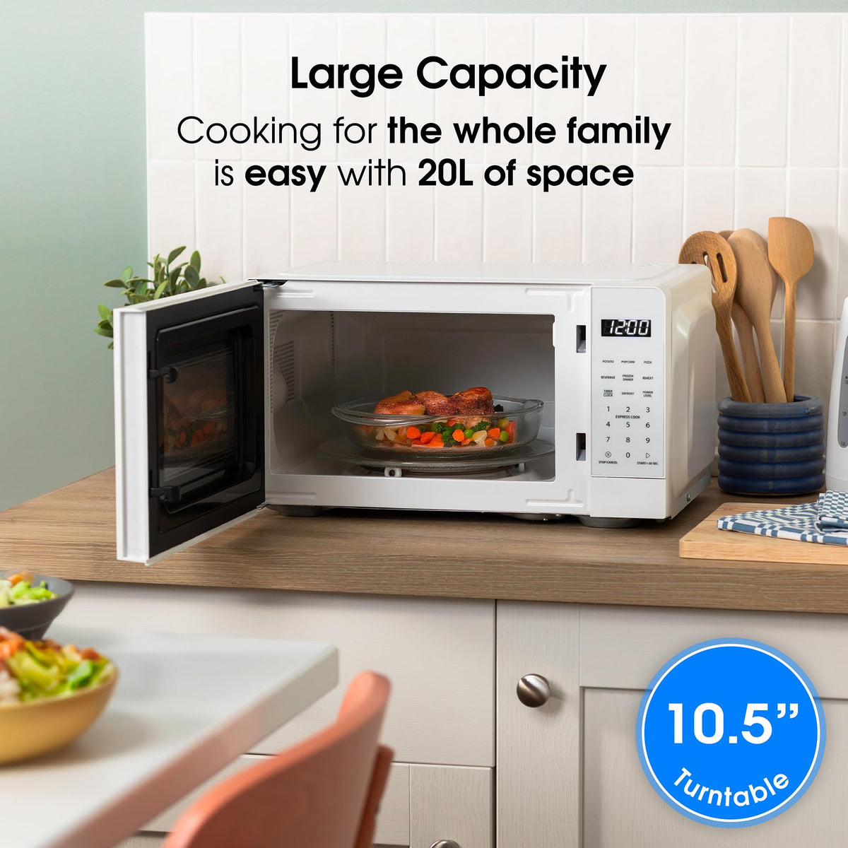 Abode Touch Control Microwave 20 Litre Black Digital 700W with Clock & Timer, 5 Auto Cook Settings & Defrost, 10 Power Levels AMT2012B (Touch Control, Silver)