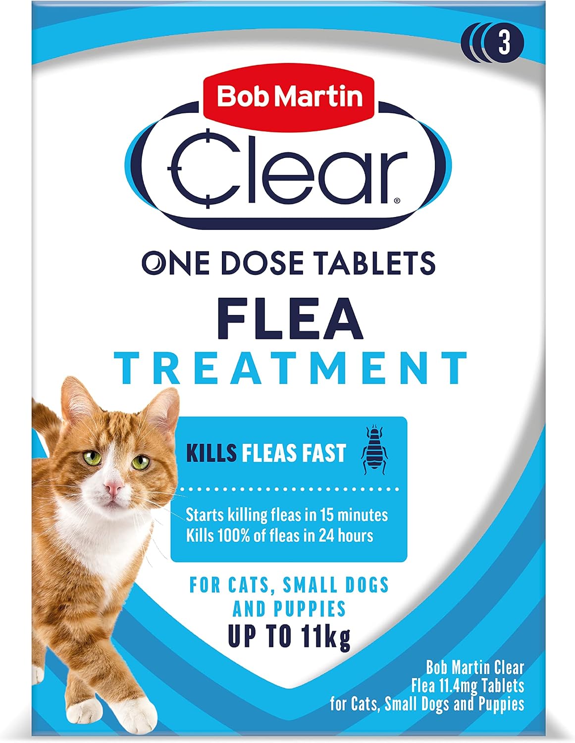 Bob Martin Clear Flea Tablets for Cats and Small Dog Under 11 Kg, 3 Tablets