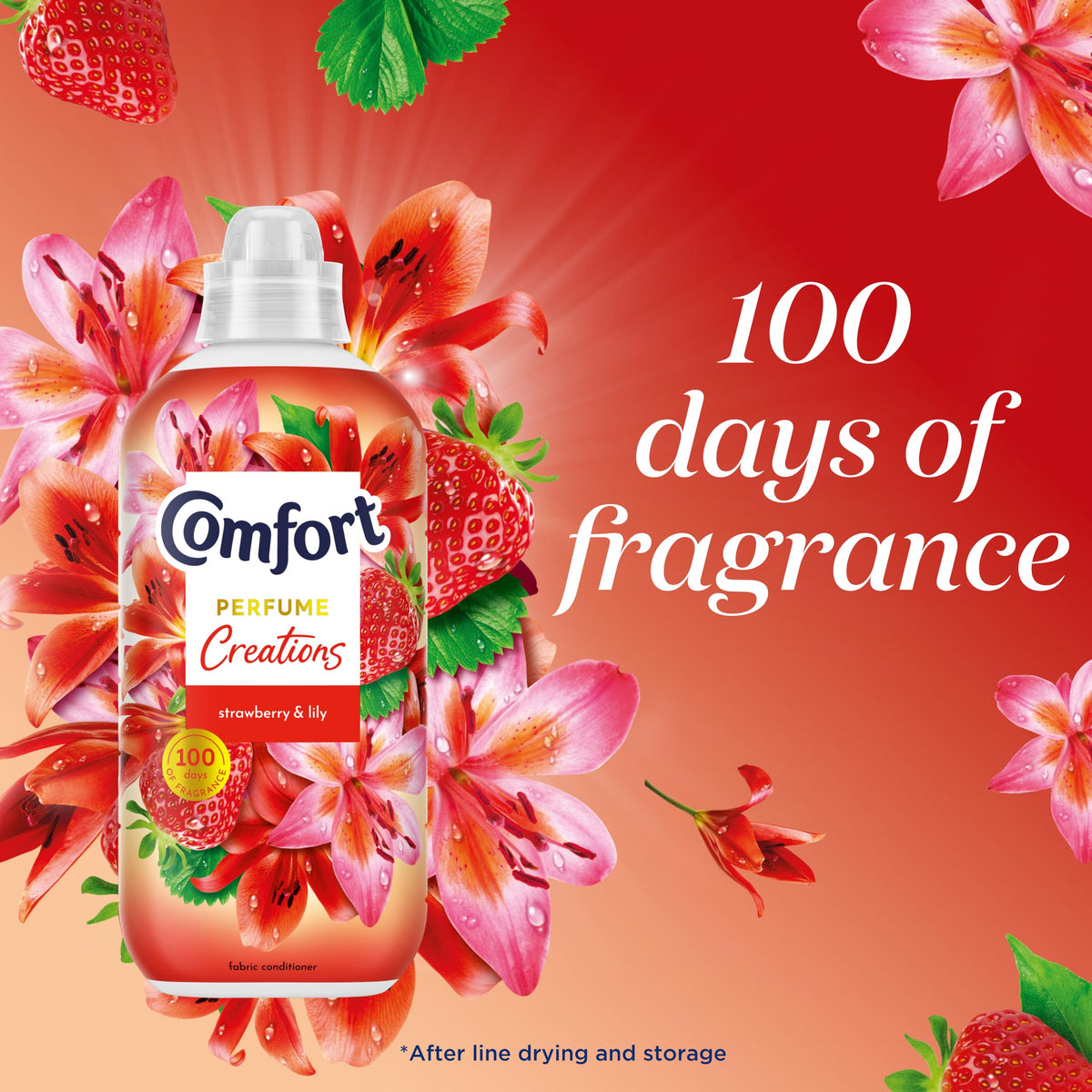 Comfort Perfume Creations Passion Bloom Fabric Conditioner Motion-Activated Fragrance Technology 100 Days of Freshness 30 washes (900 ml)