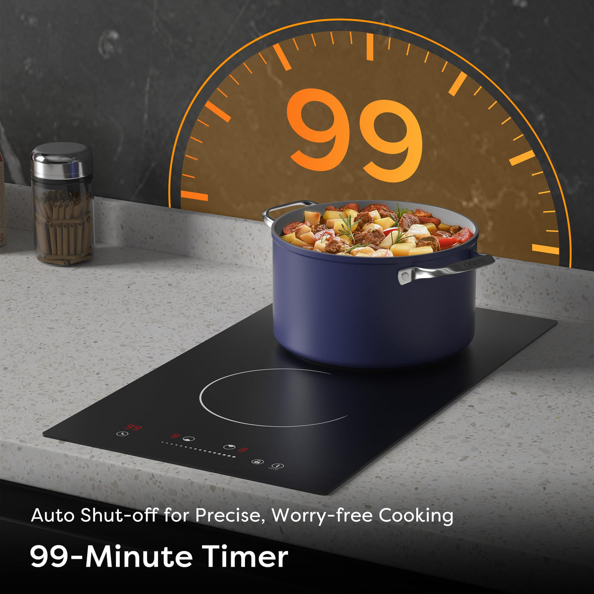 CDV 30cm Ceramic Hob 2 Rings 3200W Dual Ring Built-in Hardwired CDVER322