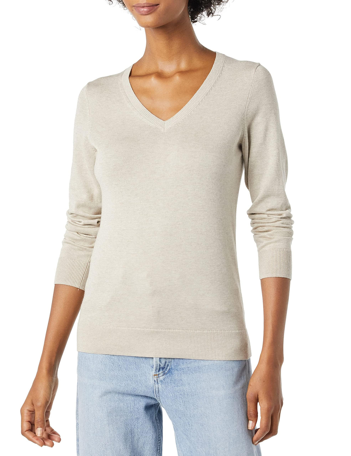 Amazon Essentials Women's Regular-Fit Lightweight Long-Sleeve V-Neck Jumper