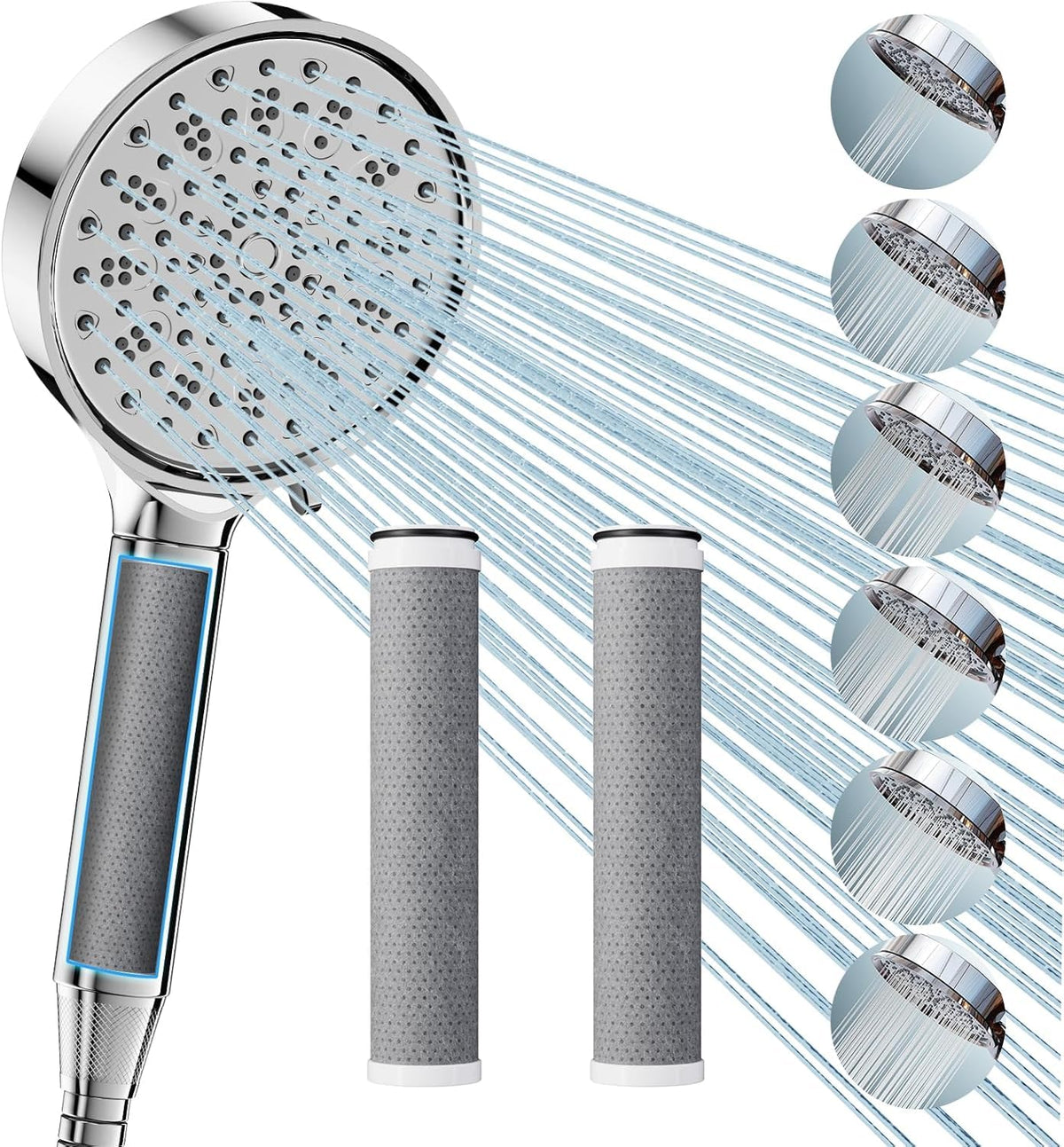 Cobbe Hard Water Filter Shower Head with 1.5m Hose and Holder