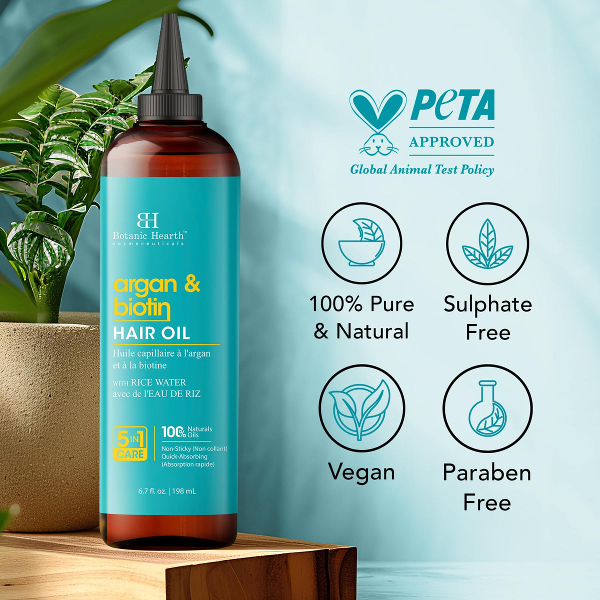 Botanic Hearth Argan & Biotin Hair Oil, 198 ml