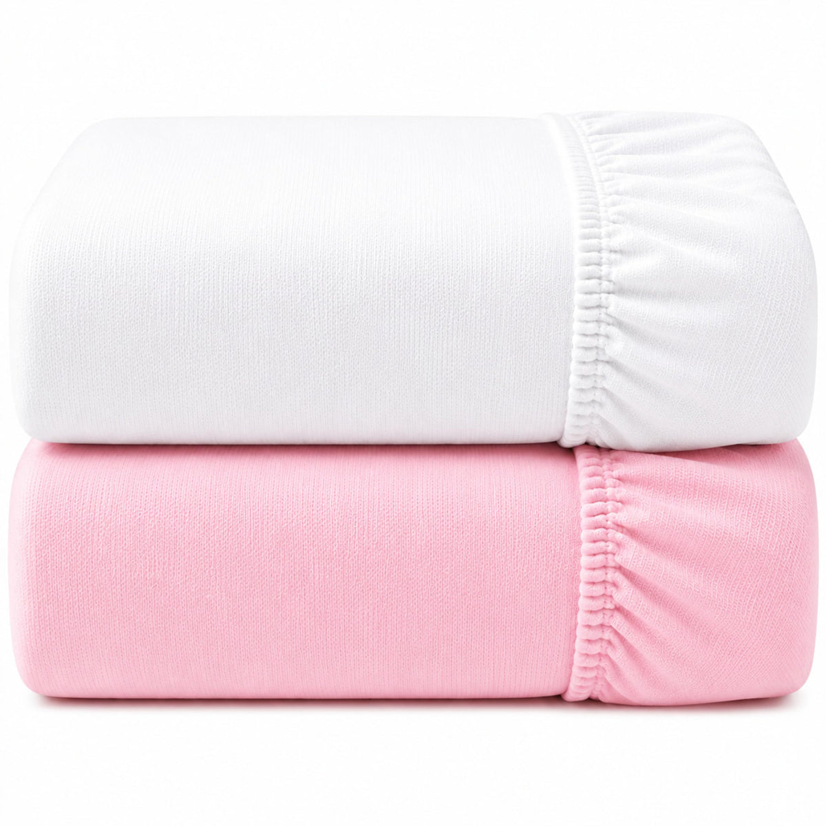 Dudu N Girlie Bedside Crib Sheets 85x51cm – Pink, 2 Pack, Soft Jersey Cotton Fitted Bedding for Co Sleeper & Baby Cribs
