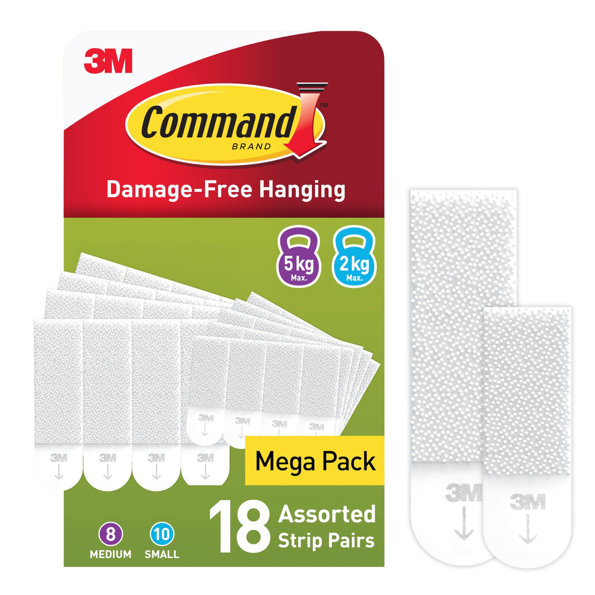 Command strips for picture hanging, mixed pack, 16 pairs (32 adhesive strips)