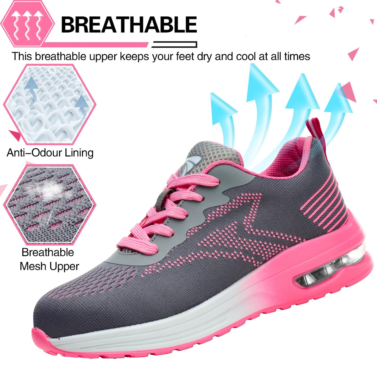 VAVOBIS Safety Trainers Men Womens Safety Shoes with Steel Toe Cap Trainers Non Slip Lightweight Work Trainers Breathable Puncture Proof Work Shoes