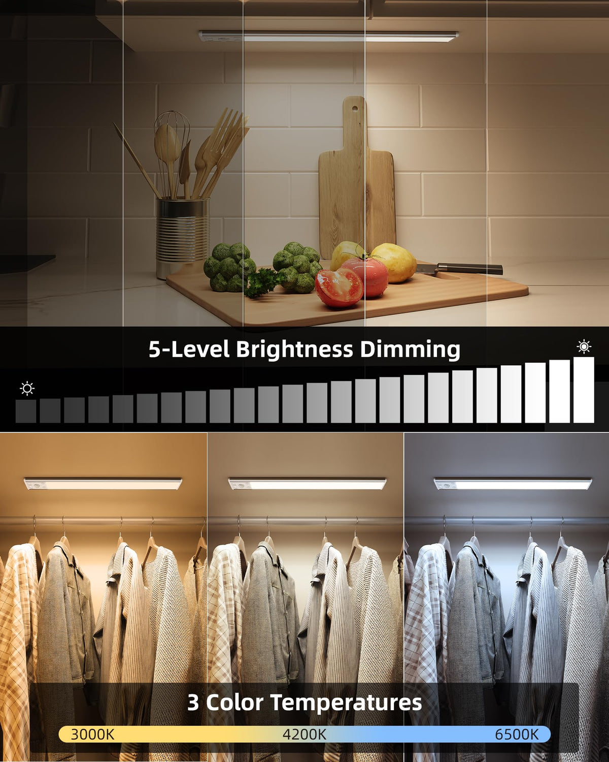 EZVALO Under Cabinet Kitchen Lights, Motion Sensor Lights Indoor 2-Pack