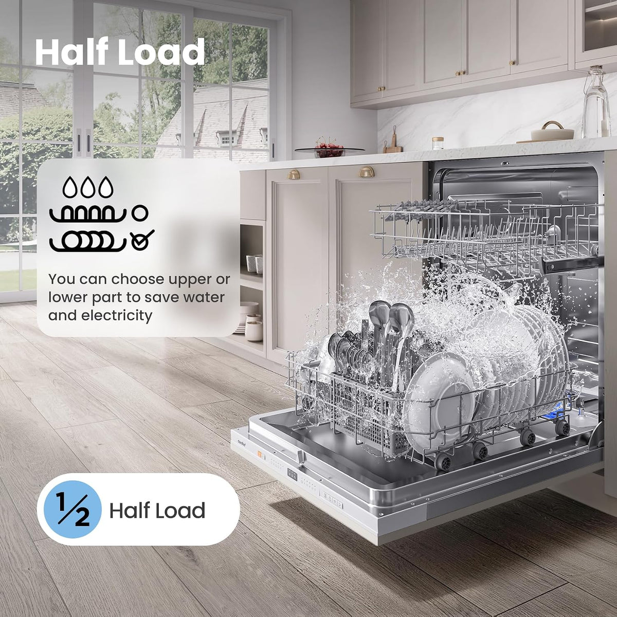 COMFEE' Fully Integrated Dishwasher, 12 Place Settings, 60cm