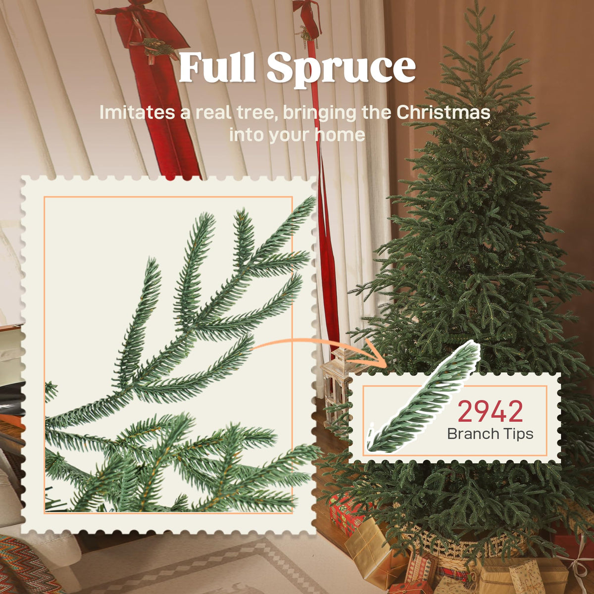 HOMCOM 6 ft Artificial Christmas Tree, 1814 Realistic Dense Branches, Green
