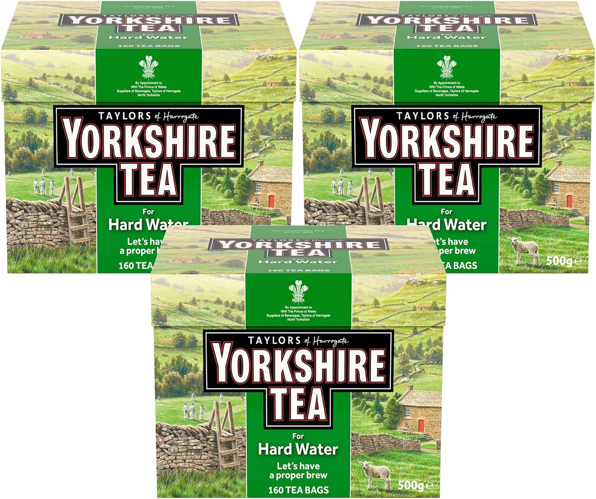 Yorkshire Tea Hard Water Tea Bags, 160 Tea Bags (Pack of 3, Total 480 teabags)