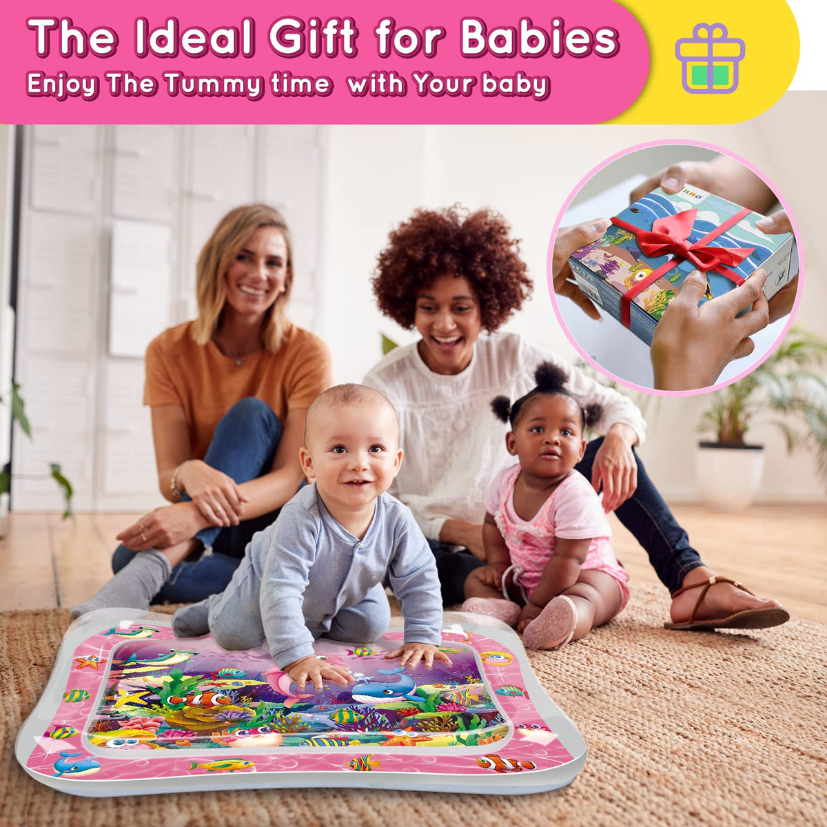 Infinno Inflatable Tummy Time Mat Premium Baby Water Play Mat for Infants and Toddlers Baby Toys for 3 to 24 Months, Strengthen Your Baby's Muscles, Portable