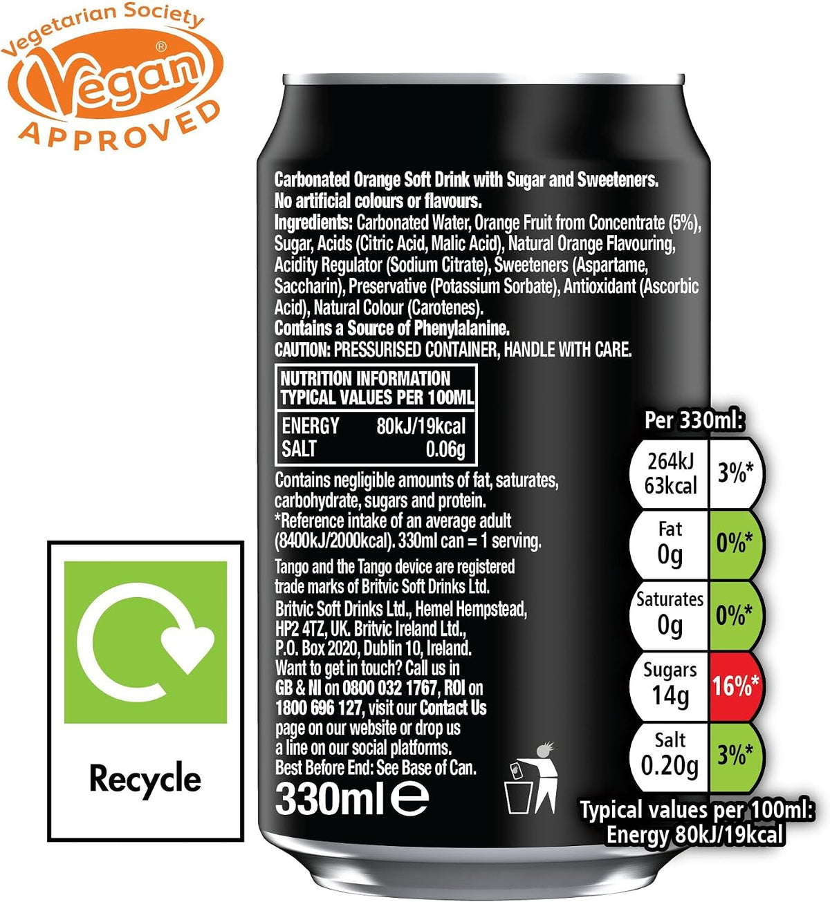 Tango Orange Original | 330ml Can | 24 Pack