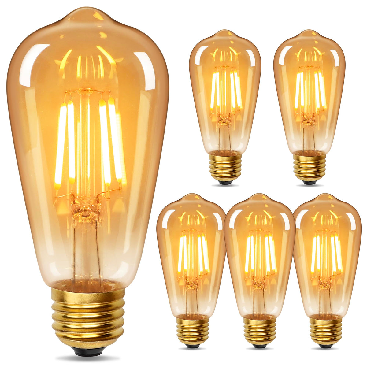YUNRRD Vintage Light Bulb E27 Screw LED Edison Bulb,Warm White,4W,2Pcs