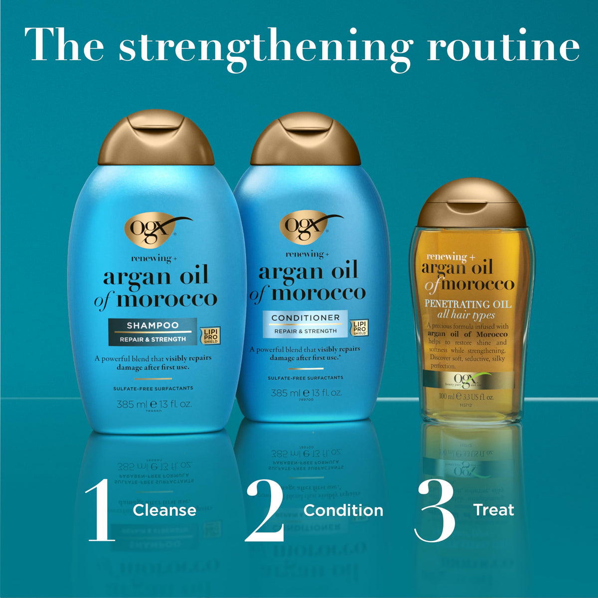 OGX Argan Oil of Morocco Sulfate Free Shampoo for Dry Hair, 385ml (Pack of 3)