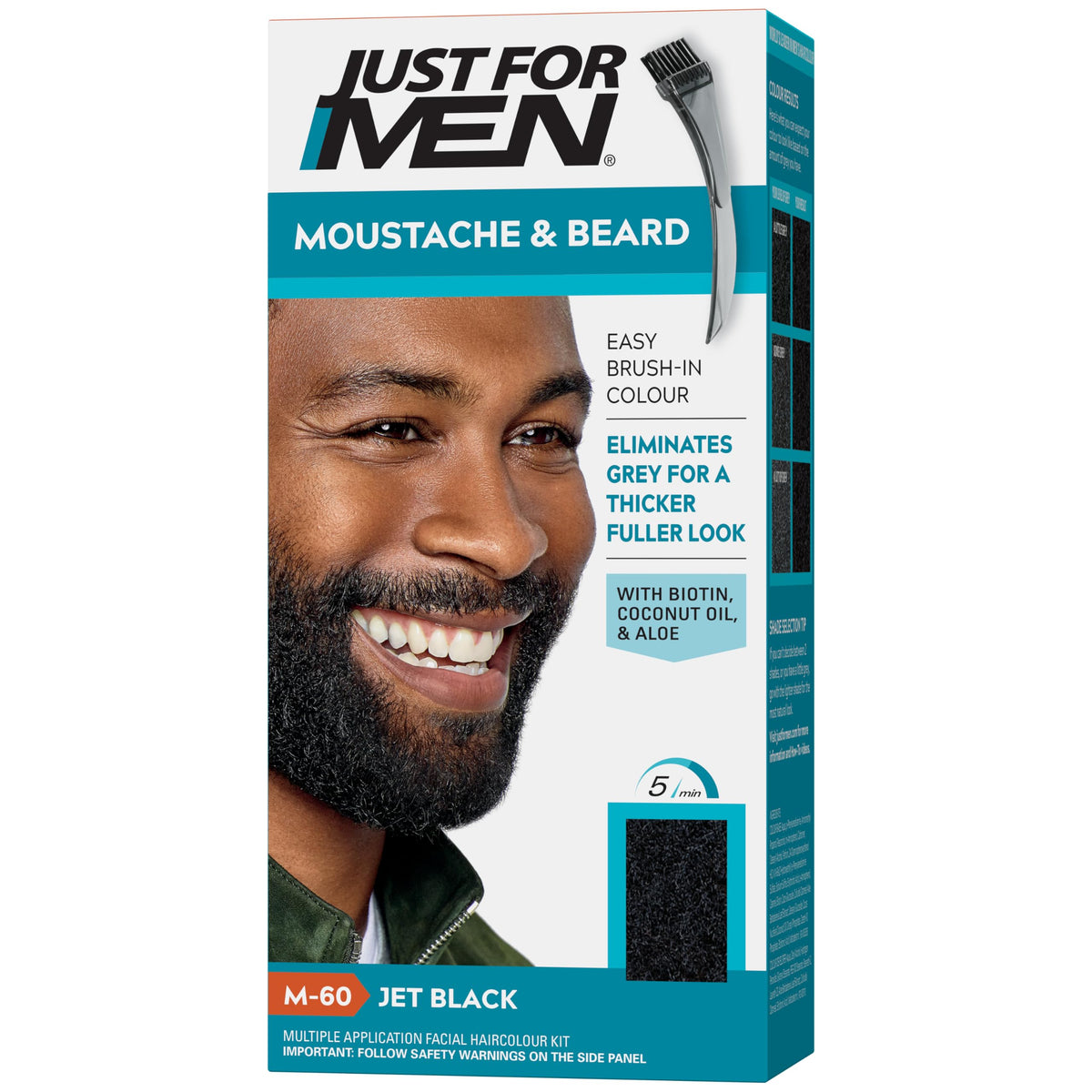 Just for men Moustache & Beard Dark Brown Dye, Eliminates Grey for a Thicker & Fuller Look M45