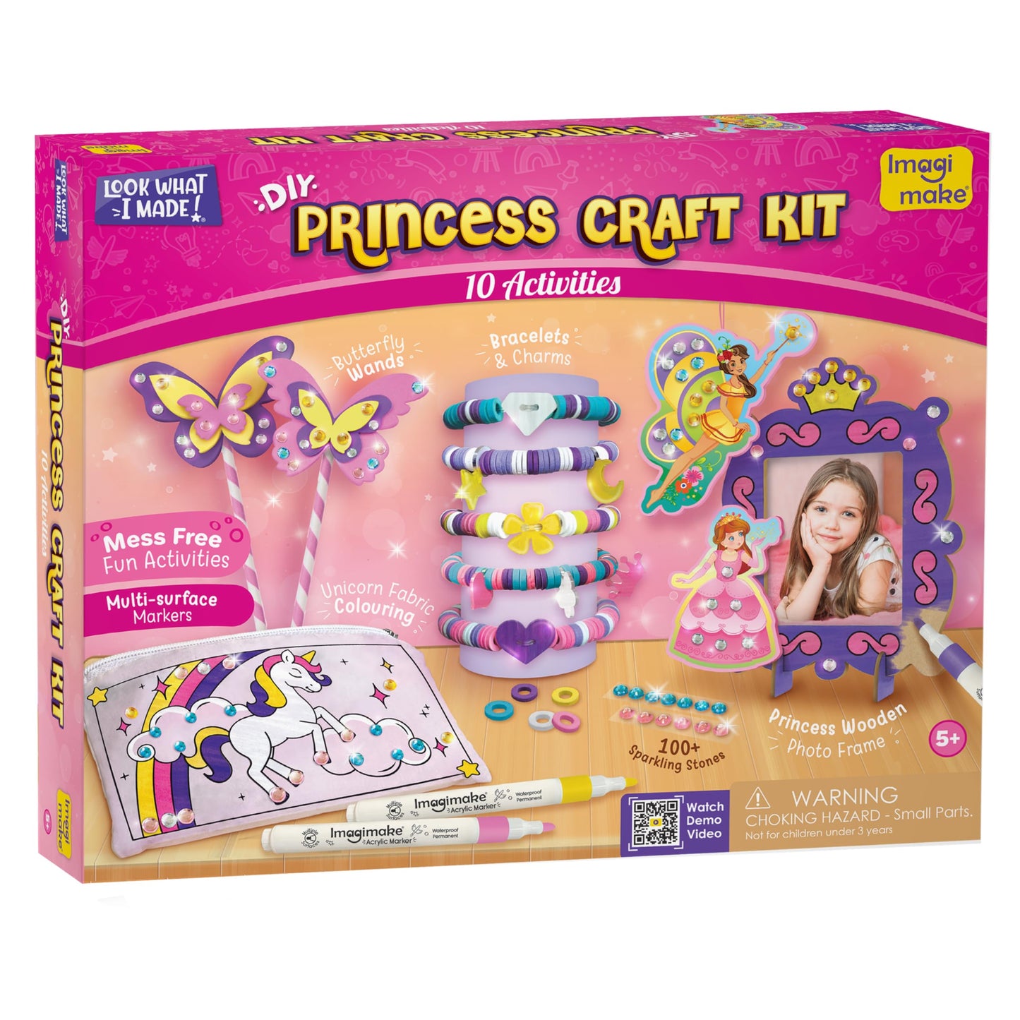 Imagimake Princess Craft Kit | 10 Mess-Free DIY Activities | Bracelet Making Kit, Unicorn Pouch, Butterfly Wands & More | Unicorn Gifts for Kids | Gifts for Girls & Boys 5,6,7,8,9,10,11,12 Years Old