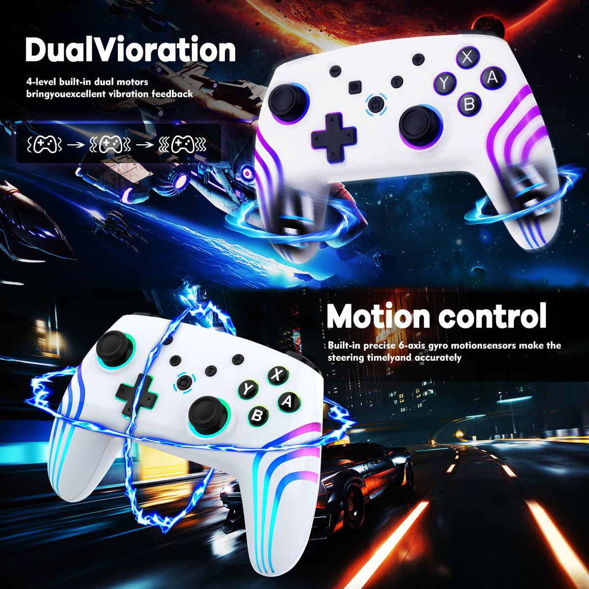 MYSTILUCK Wireless Pro Controller for Switch, Switch 2, Lite, OLED, PC