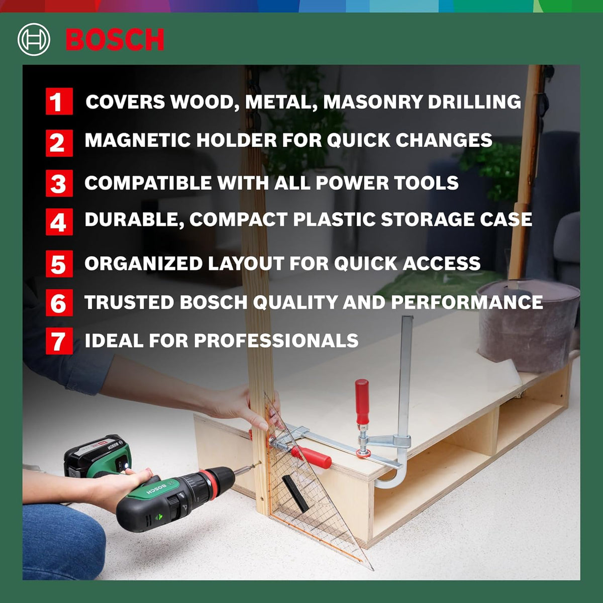 Bosch 34pc. X-Line Drill and Screwdriver Bit Set (for Wood, Masonary and Metal, Accessories Drill and Screwdriver)