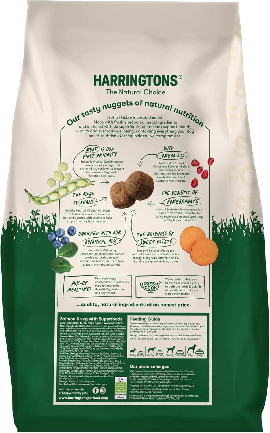 Harringtons Superfoods Complete Grain Free Dry Adult Dog Food Salmon with Veg 12kg - Made with All Natural Ingredients (Packaging may vary)