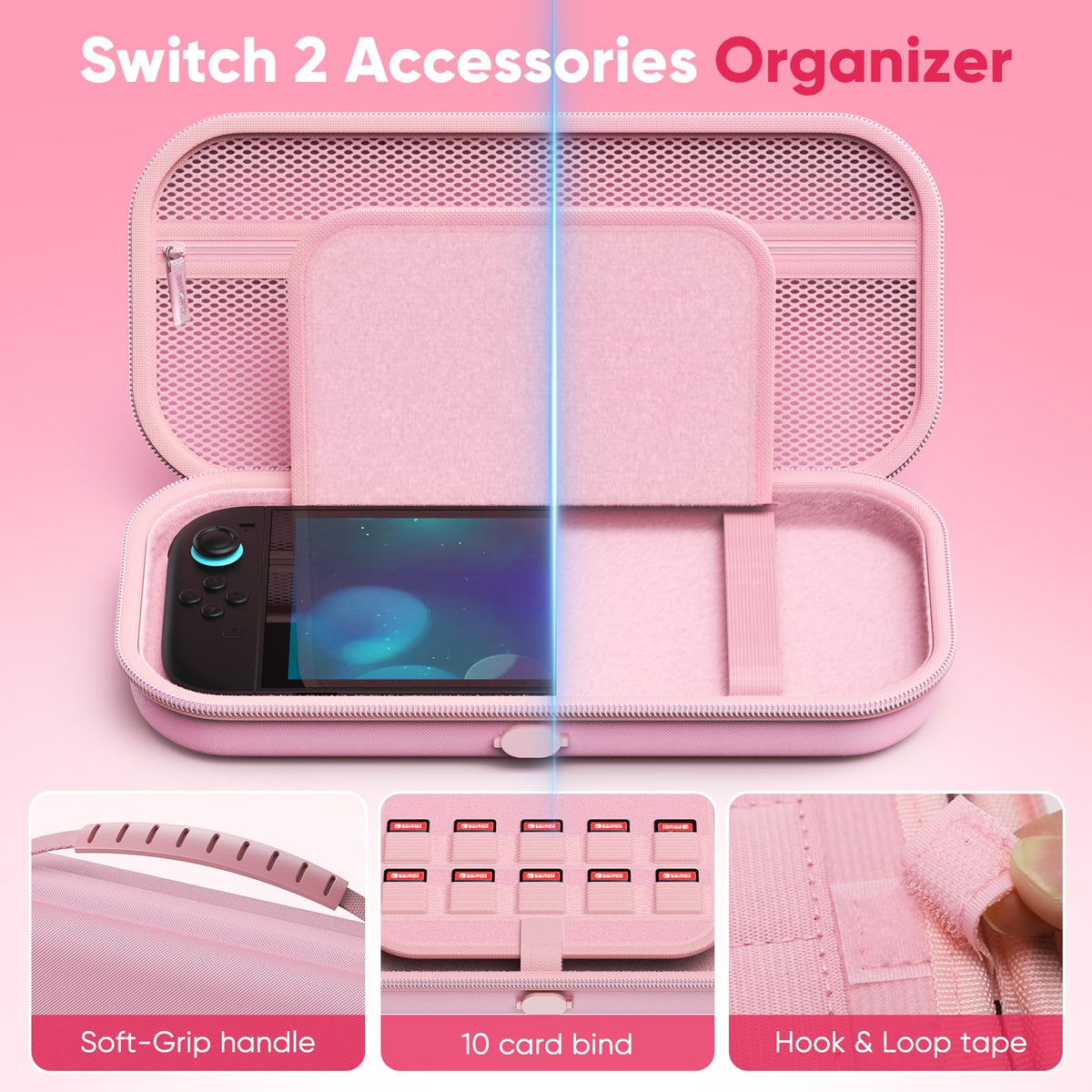 Case for Nintendo Switch 2, Travel Case with Charging Hole and 10 Game Card