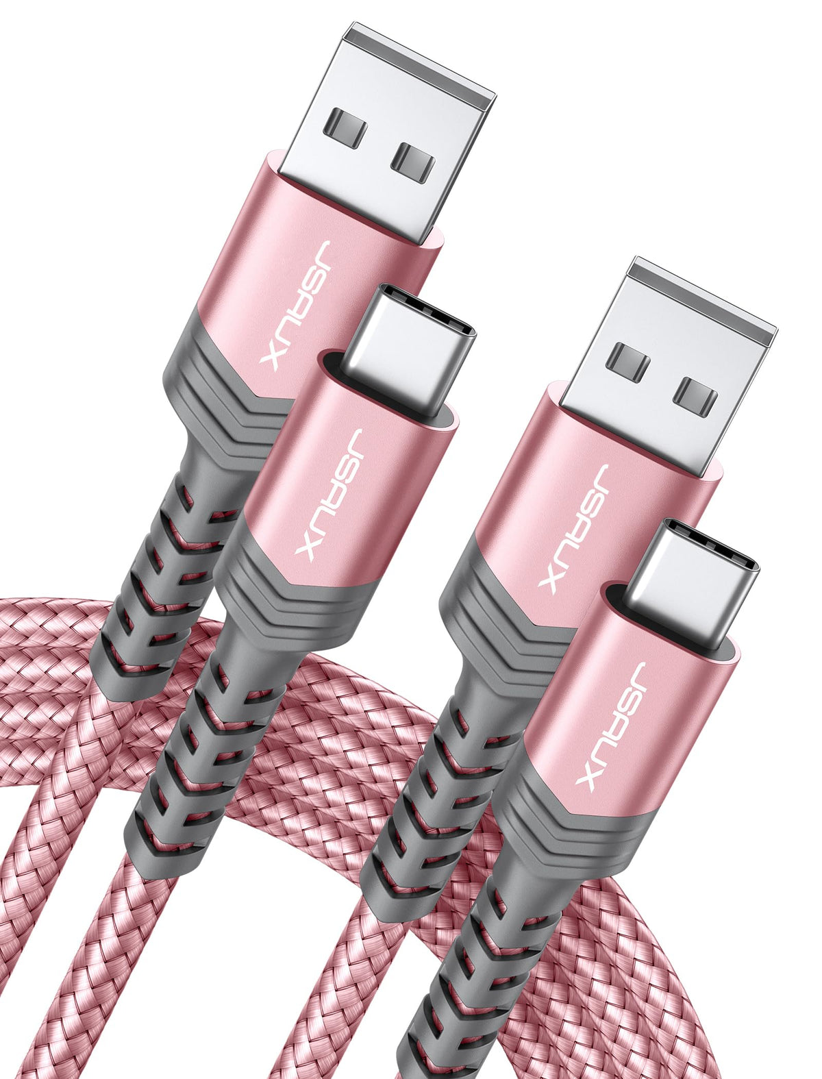 JSAUX USB C Cable for iPhone 18 Pro Carplay, Samsung Galaxy, 2m 2-Pack, Red