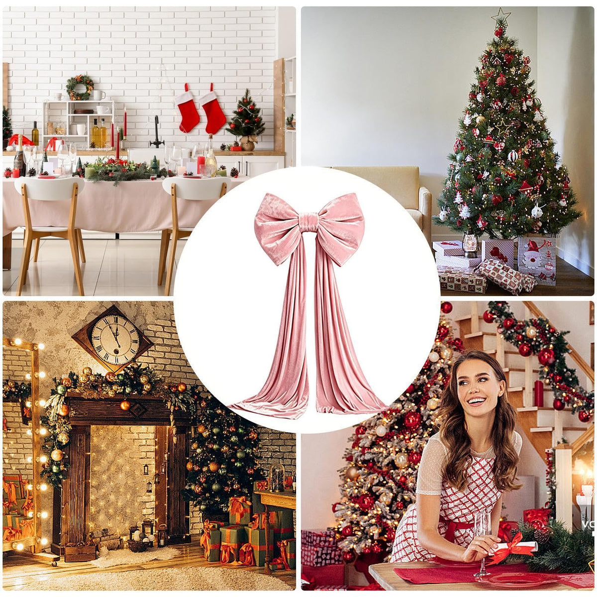 Large Christmas Tree Topper Bow, 200CM Giant Velvet Christmas Tree Bows