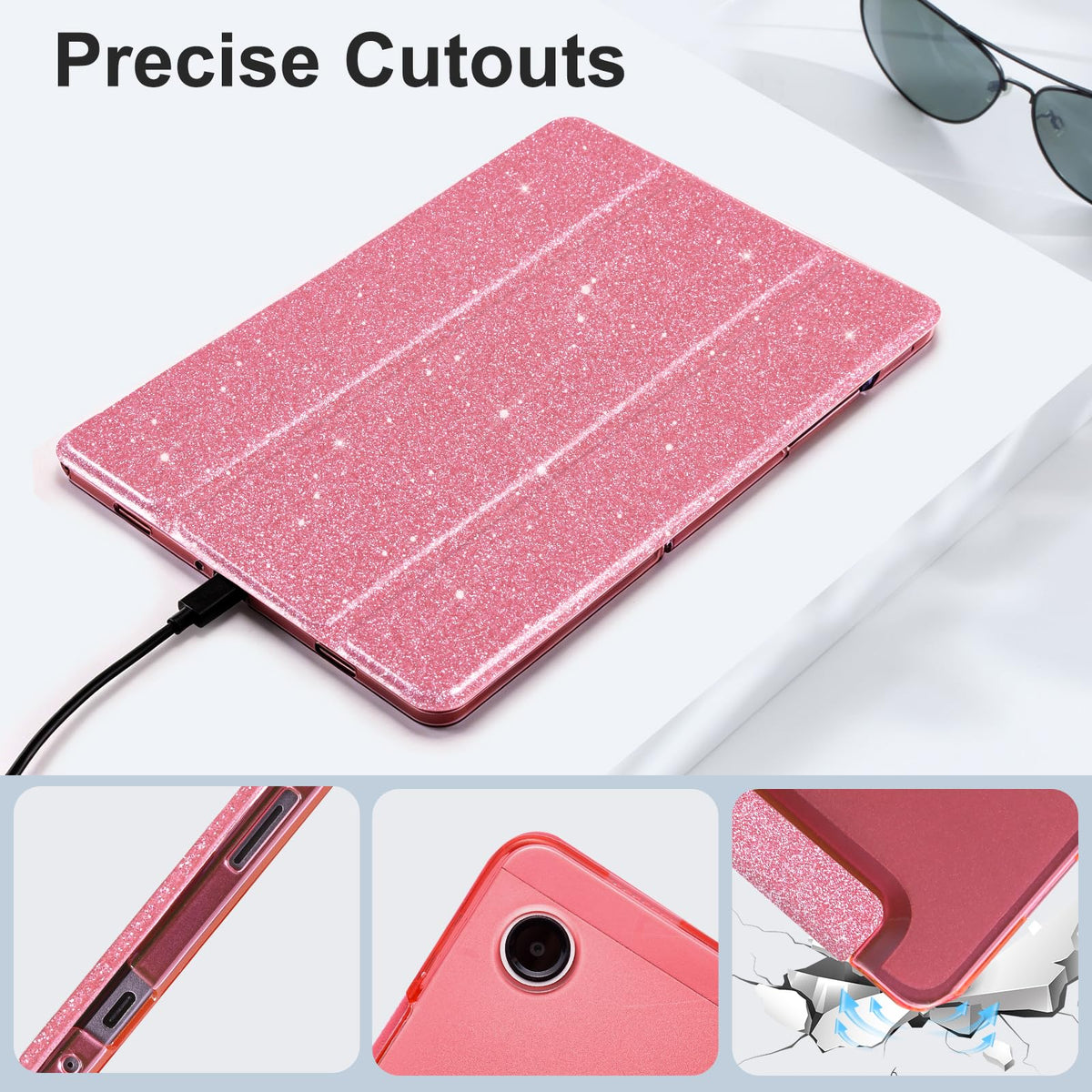 CoBak Case for Samsung Galaxy Tab A11+ Plus 11 Inch 2025/A9+ Plus 2023 - PU Leather Smart Cover with Auto Sleep/Wake for Tab A11+, Translucent Hard Shell, Multi-Viewing Angles, Green Pattern