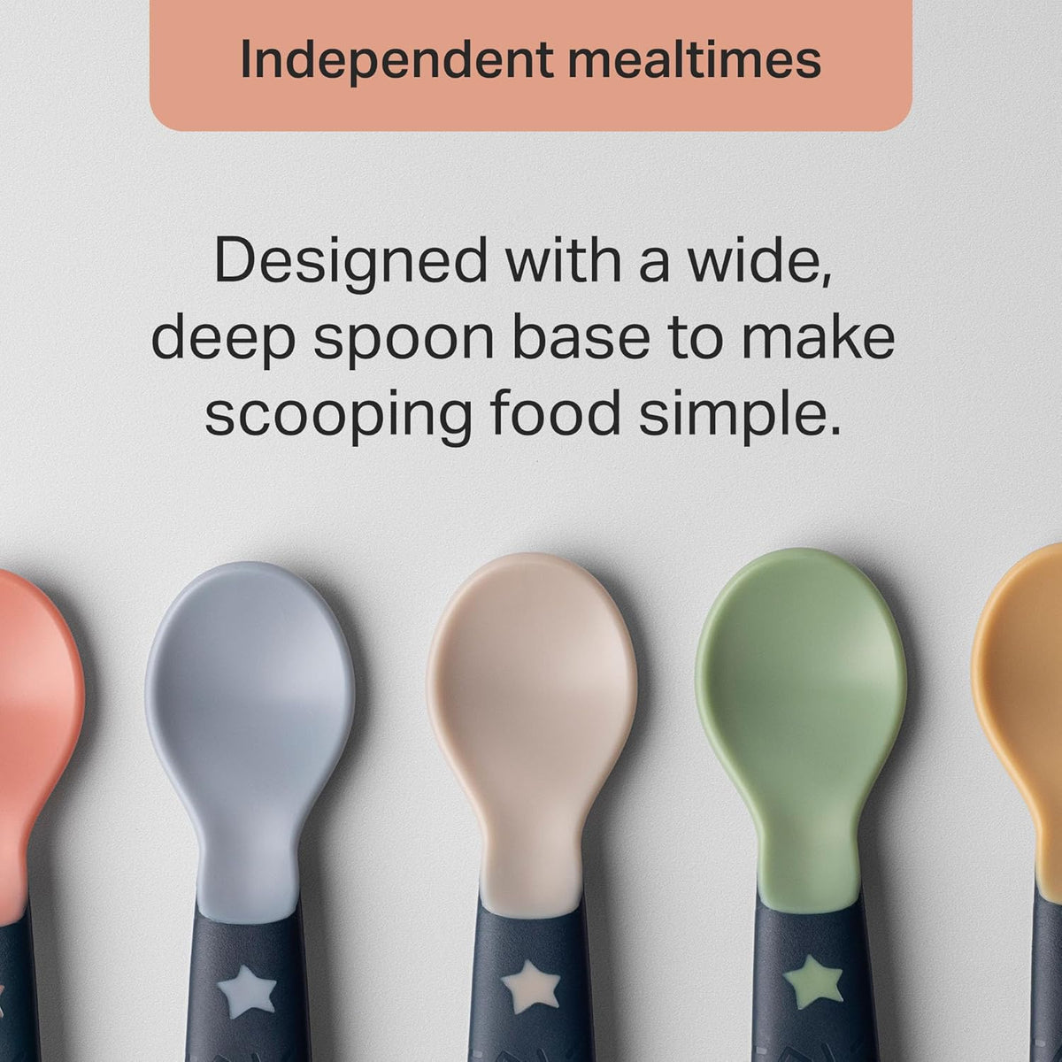 Tommee Tippee Easigrip Self-Feeding Weaning Spoons 6m+ Chunky Handles