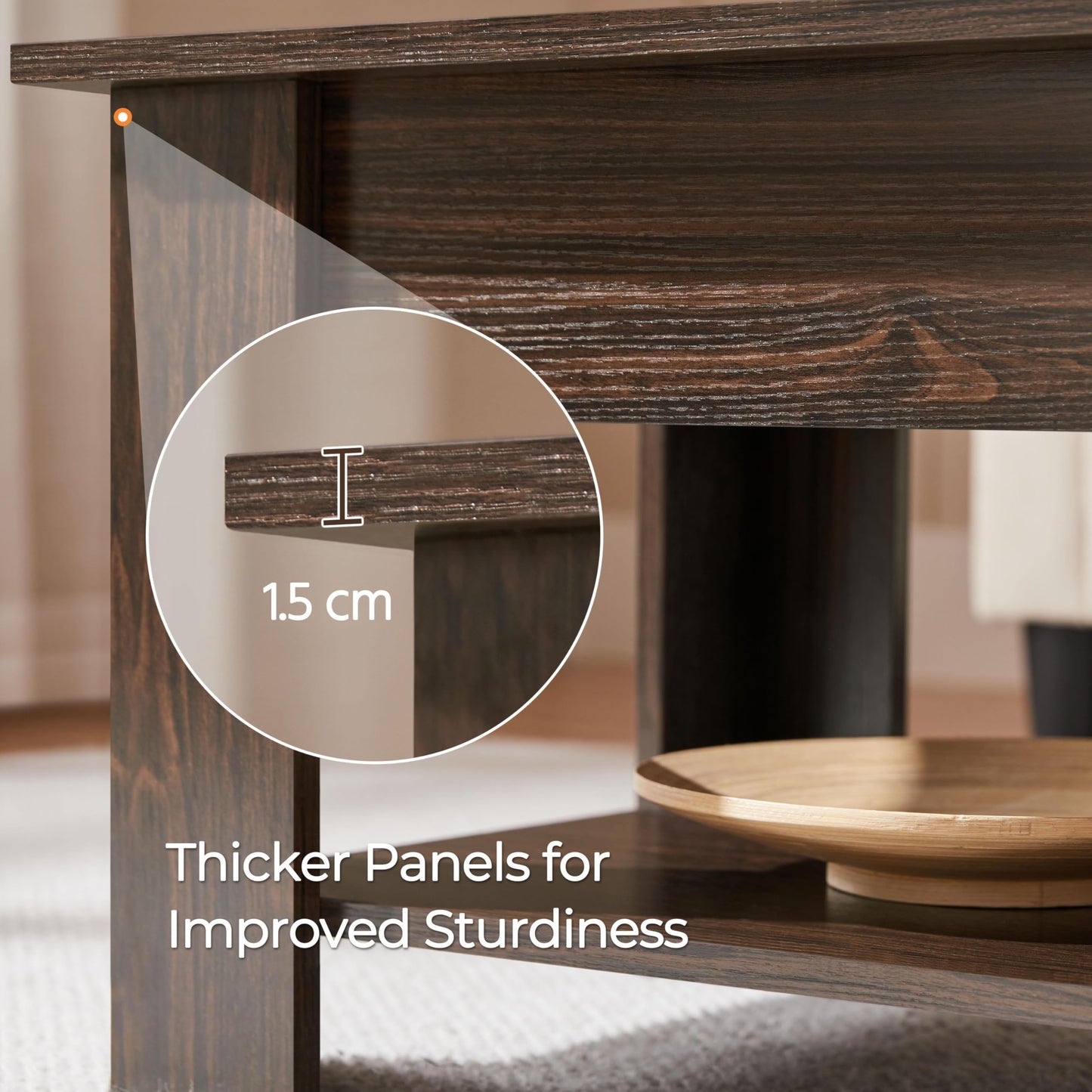 Yaheetech Lift Up Coffee Table, Wooden Lifting Coffee Table with Hidden Storage Drawer and Open Shelf, Space-saving Tea Tables for Living Room/Reception, Espresso