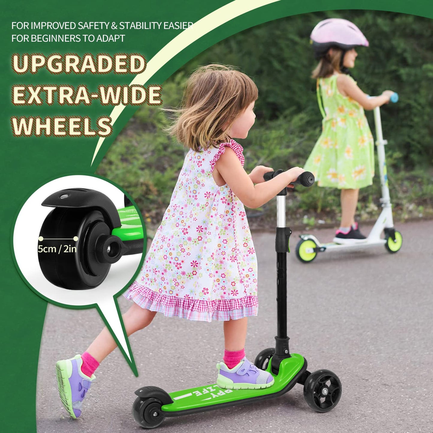 besrey 3-Wheel Toddler Scooter with Lean-to-Steer — Foldable, Anti-Slip Deck | Max 50 kg
