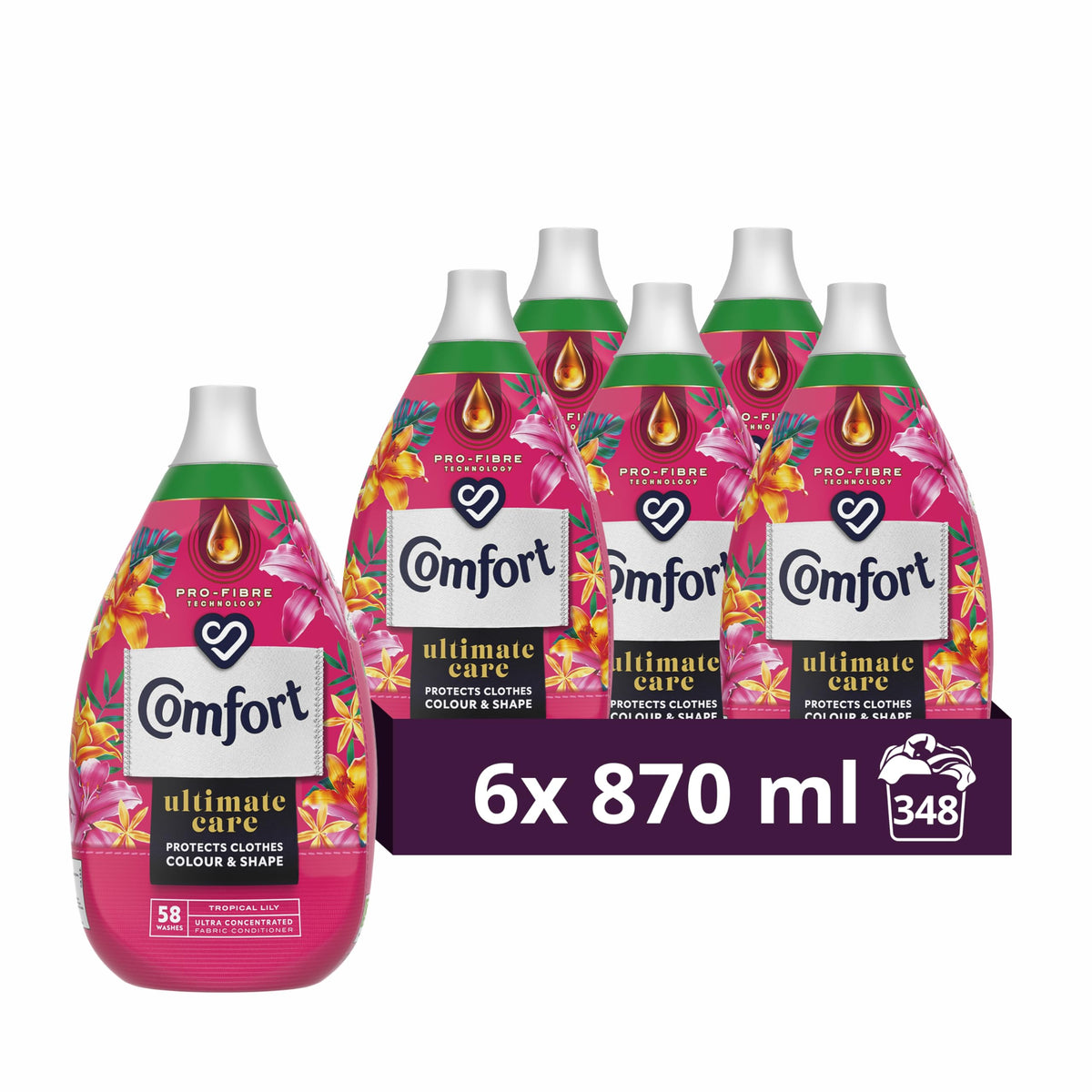 Comfort Pure Dreams Cashmere Soft Fabric Conditioner Dermatologist-Recommended Gentle Next to Sensitive Skin 48 washes(1.44 L) - Case pack of 6