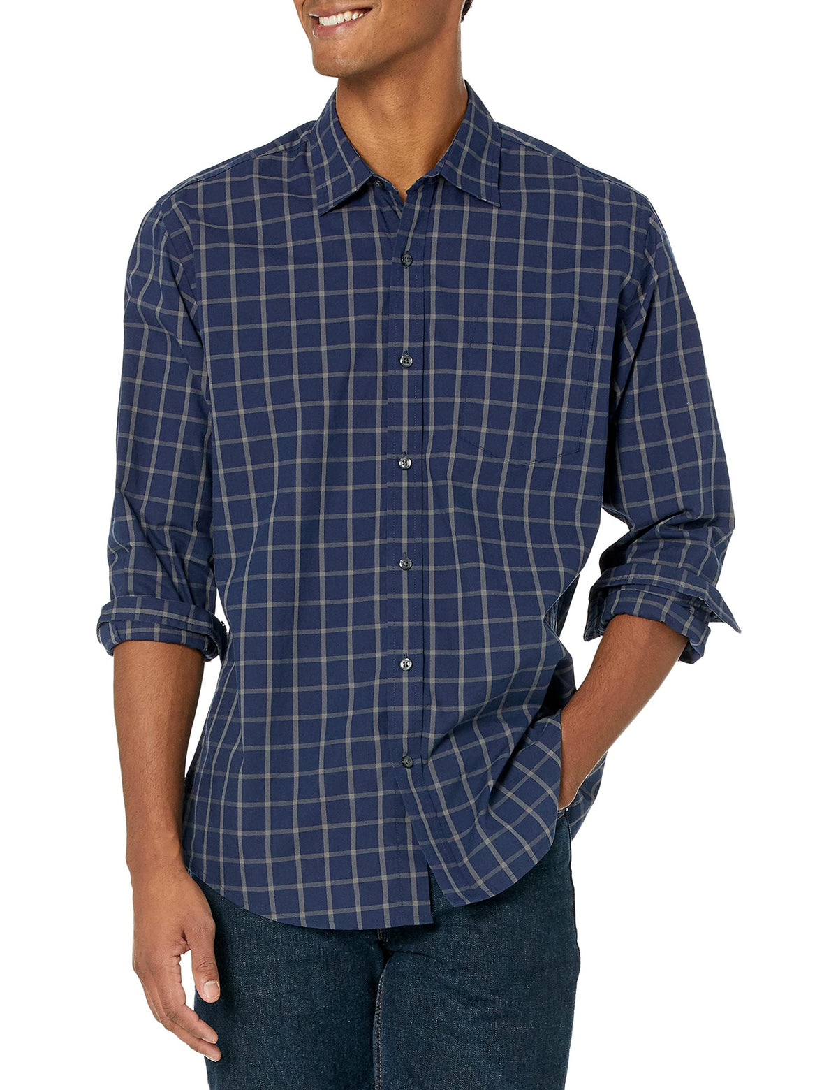 Amazon Essentials Men's Long-Sleeve Casual Poplin Shirt