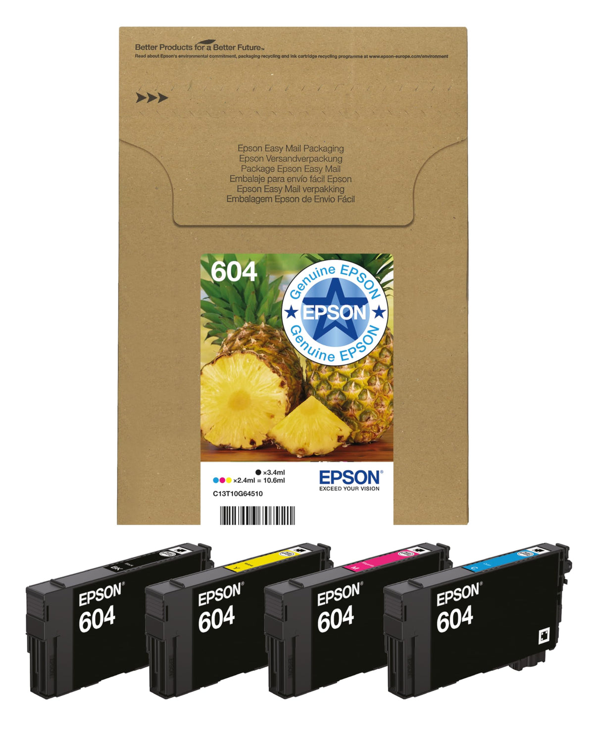 Epson 604 Pineapple, Genuine Multipack, 4-colours Ink Cartridges