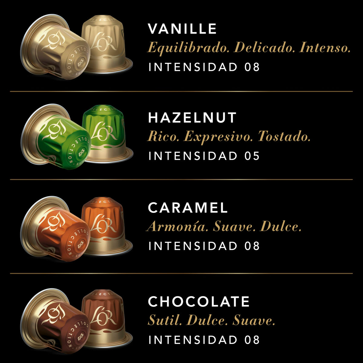 L'OR Espresso Intense Coffee Pods Variety Bundle (Pack of 12, Total 120 Capsules) Nespresso®* Compatible