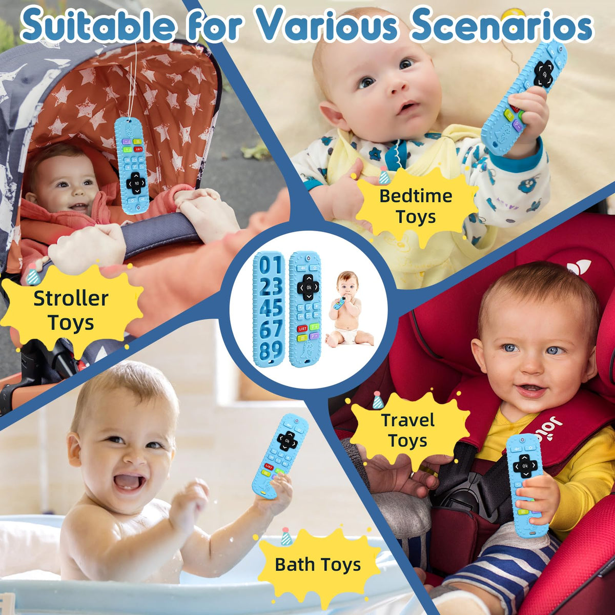 AiTuiTui Baby Teether for Teething Relief Baby Toys 0 3 6 9 12 Months, Sensory Silicone Remote Control Baby Teether Toy for Babies Newborn Infant Boy Girl Autism Toys for Baby Gifts