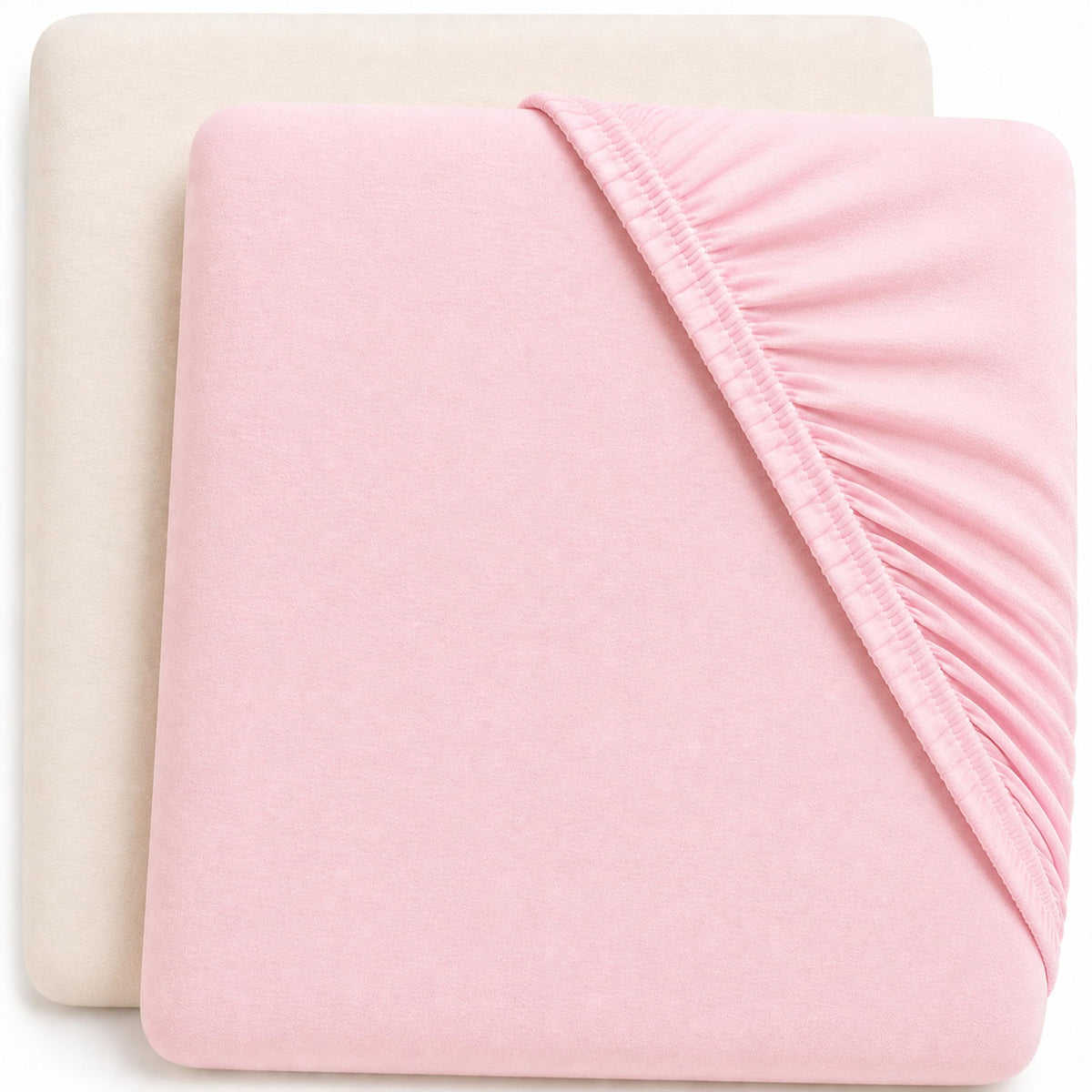 Dudu N Girlie Bedside Crib Sheets 85x51cm – Pink, 2 Pack, Soft Jersey Cotton Fitted Bedding for Co Sleeper & Baby Cribs