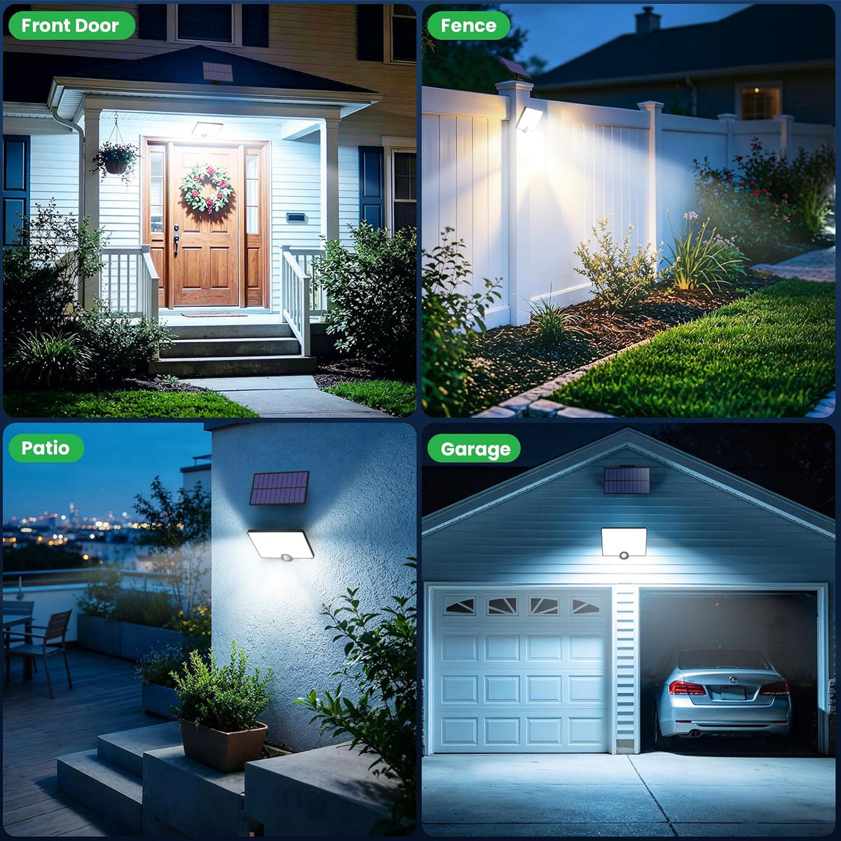 [2000LM Ultra-bright]Solar Lights Outdoor with Split Panel, 204LED Solar Security Lights with PIR Motion Sensor, 270°Wide Angle 3 Modes Solar Powered Garden Lights IP65 Wall Lights for Garden (4 Pack)