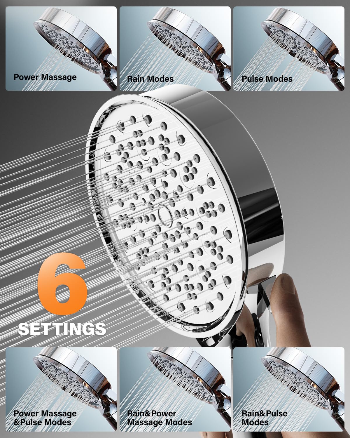 Cobbe Hard Water Filter Shower Head with 1.5m Hose and Holder