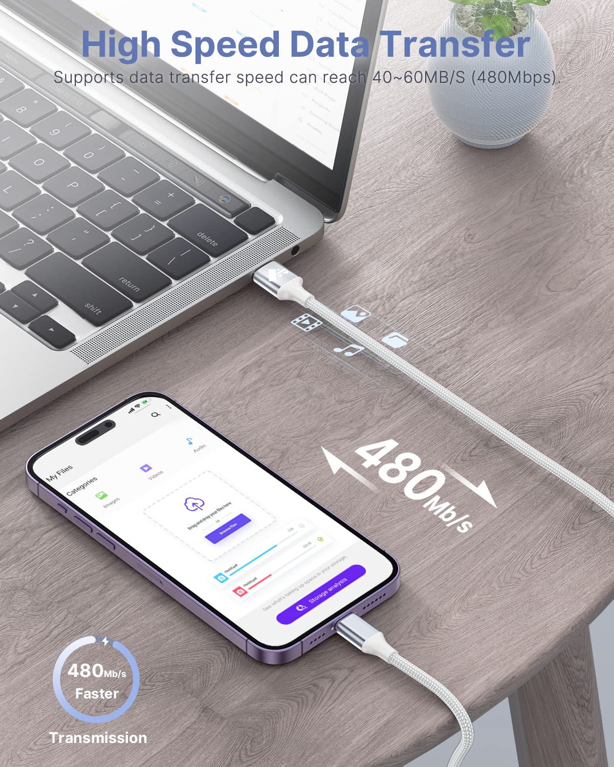 Aioneus iPhone Charger Cable 2M, iPhone Charging Cable MFi Certified Lightning Cable Fast Charging iphone Cable Lead Nylon Lightning to USB Cable for iPhone 14 13 12 11 Pro Max XS XR X 8 7 6 Plus 5 SE