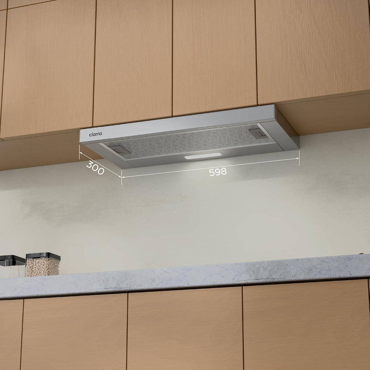 CIARRA Telescopic Cooker Hood 60cm 391m³/h LED Light 2-Speed A++ CBCS6906D