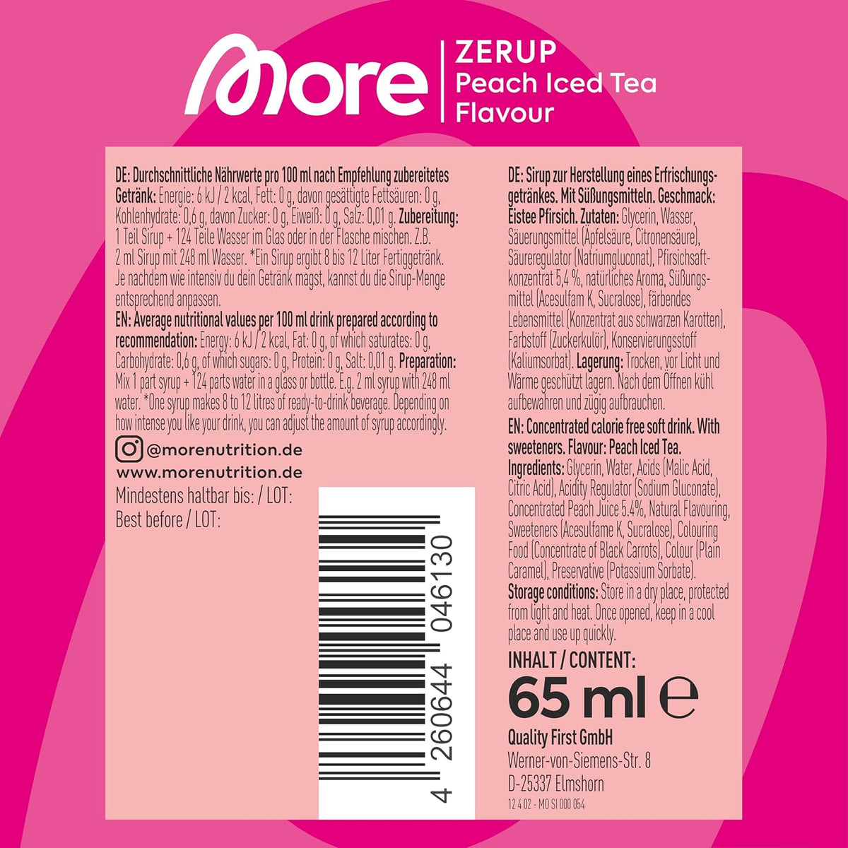 MORE Zerup, Zero Calorie Syrup with Real Fruit Extracts, Peach Iced Tea