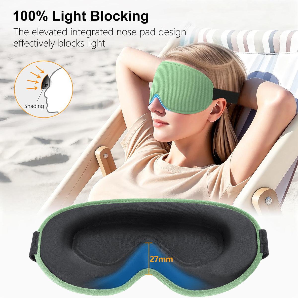 Gritin 100% Blackout Sleep Mask for Women & Men-Zero Eye Pressure Eye Mask