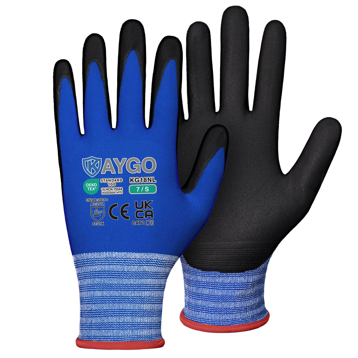 KAYGO Safety Work Gloves MicroFoam Nitrile Coated 12 Pairs, KG18NB
