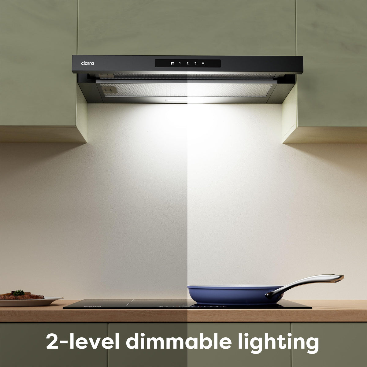 CIARRA Telescopic Cooker Hood 60cm 391m³/h LED Light 2-Speed A++ CBCS6906D