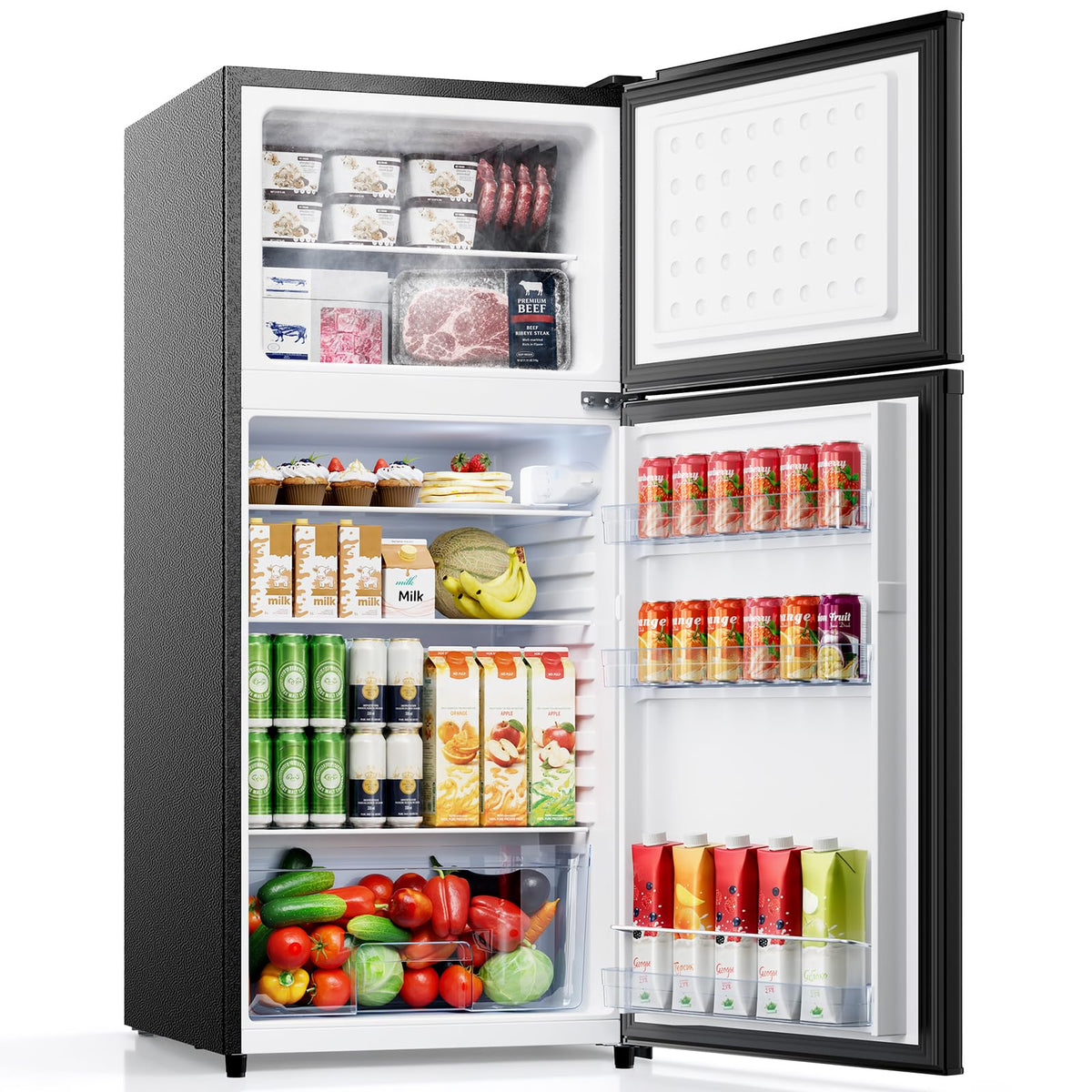 Small Fridge Freezers Freestanding 105L 7‑Stage Thermostat LED Light