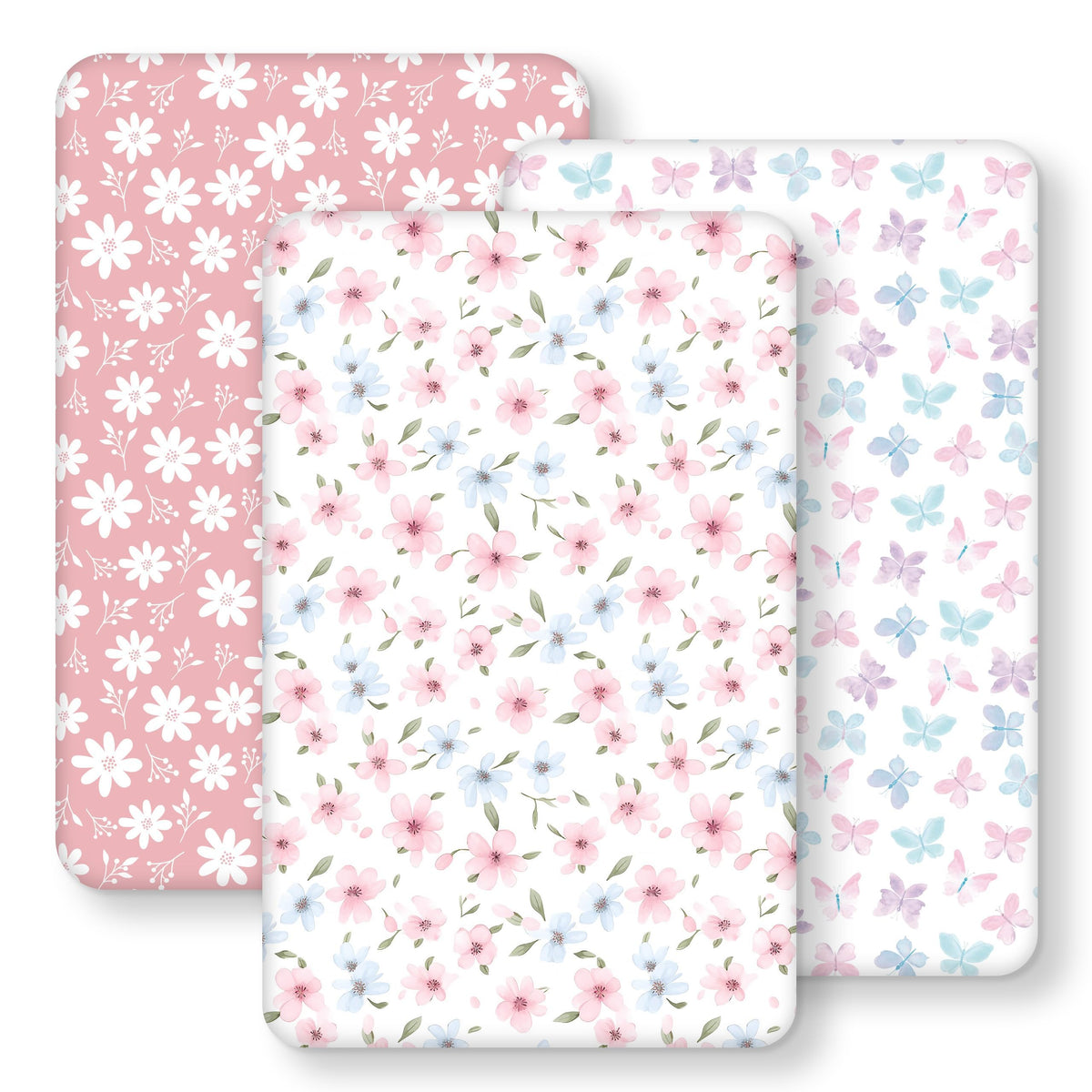 Cot Bed Sheets 140 x 70cm Fitted, 3 Pack Baby Cot Sheets, Ultra Soft & Silky Smooth Microfiber Toddler Bed Sheets Pink Rainbow