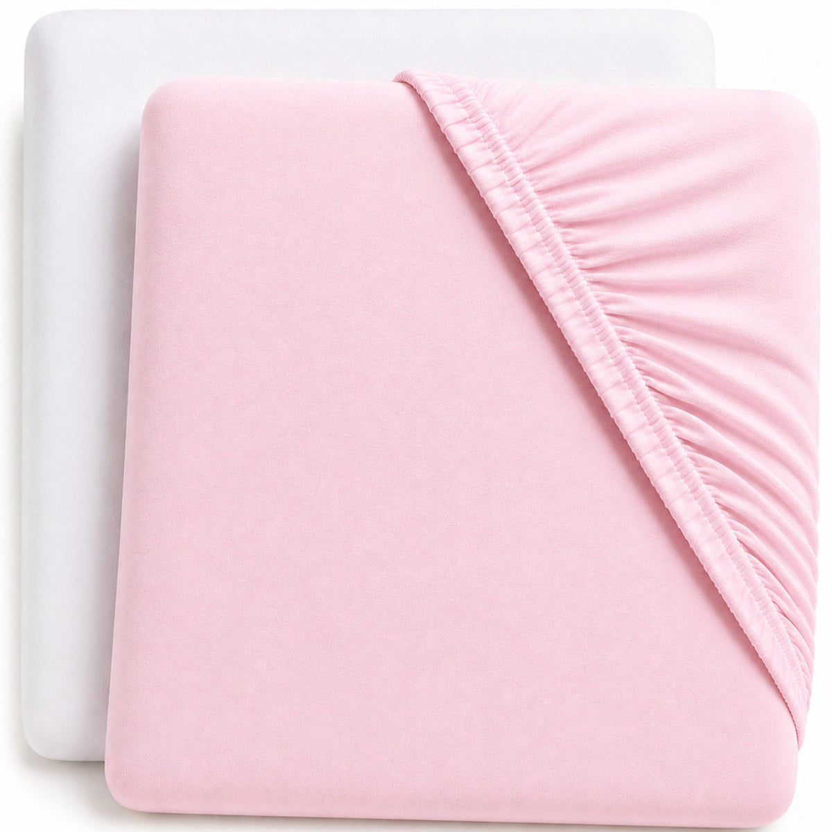 Dudu N Girlie Bedside Crib Sheets 85x51cm – Pink, 2 Pack, Soft Jersey Cotton Fitted Bedding for Co Sleeper & Baby Cribs