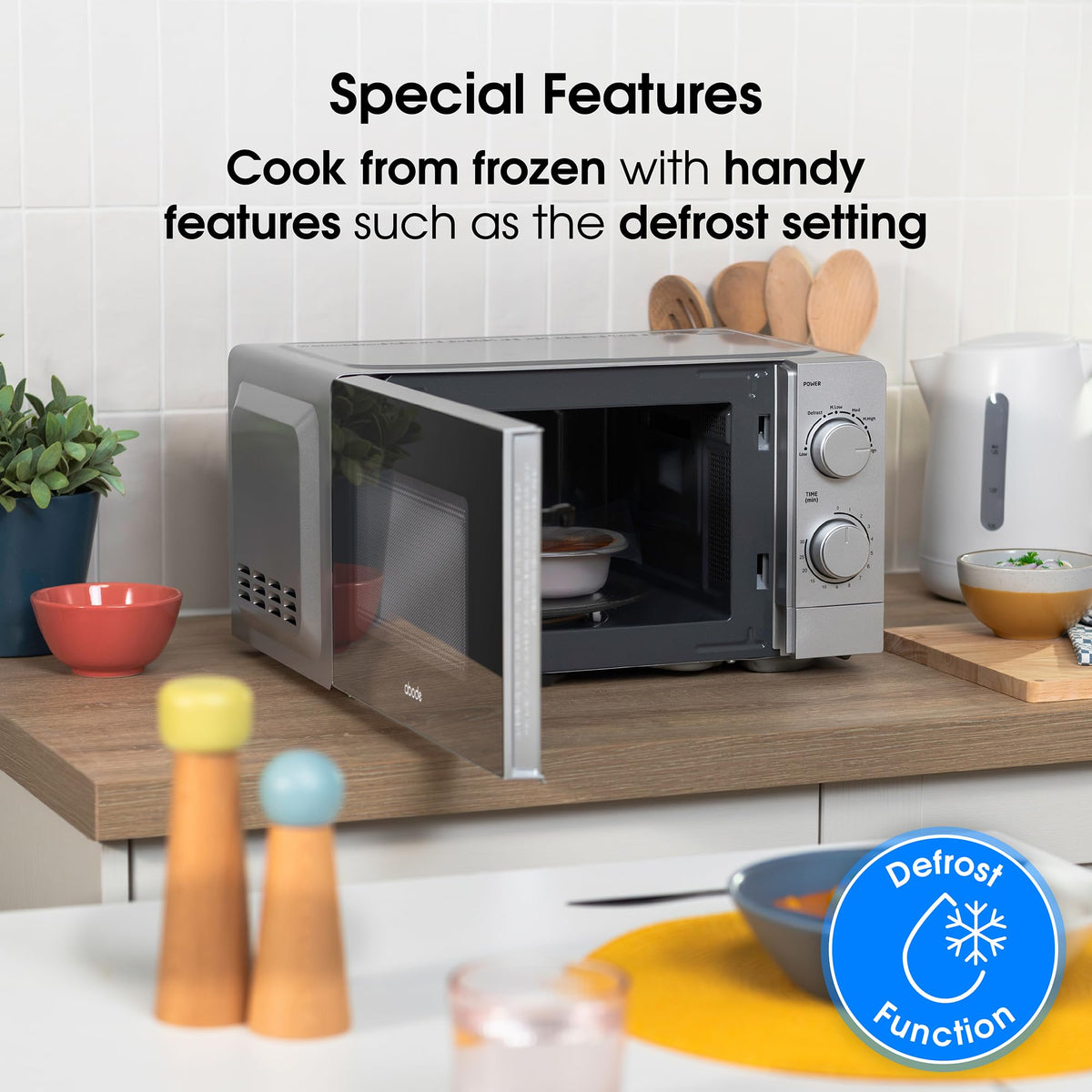 Abode Touch Control Microwave 20 Litre Black Digital 700W with Clock & Timer, 5 Auto Cook Settings & Defrost, 10 Power Levels AMT2012B (Touch Control, Silver)